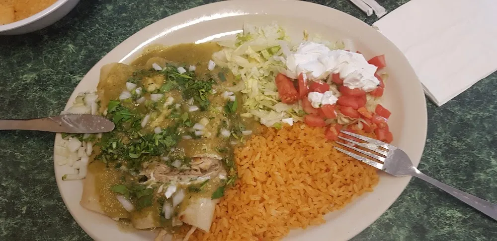 One Beef Enchilada One Taco Rice and Beans